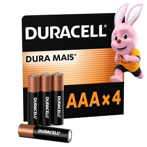 Duracell Pilhas Alcalinas AAA Palito Pack 4 Unidades