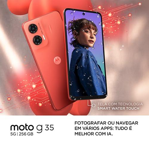 Smartphone Motorola Moto g35 5G - 256GB 12GB (4GB RAM+8GB Ram Boost) e Câmera 50MP com AI NFC Tela 6.7" com Superbrilho - Cinza Vegan Leather