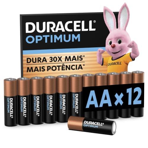 Duracell Pilha Optimum AA Pequena Com 12 Unidades – Dura até 30x Mais – Ideal para Controle Xbox, Brinquedos e Lanternas