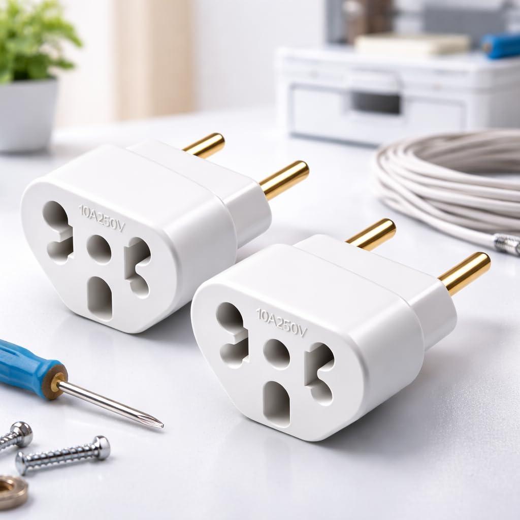 Kit 2 Adaptadores de Tomada Plug 10A / 20A até 250V – Bivolt 110V / 220V – Adaptador Benjamin Premium