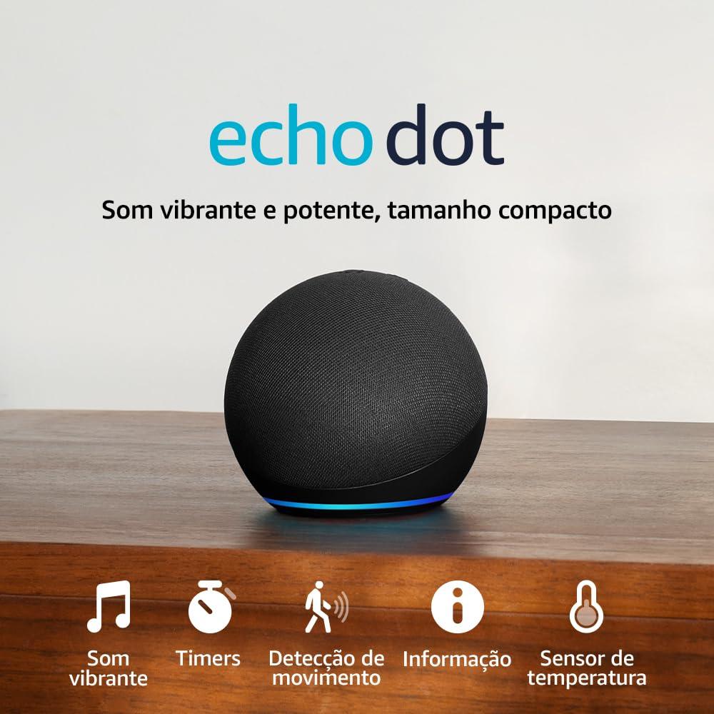Echo Dot (Geração mais recente) - Smart speaker com Alexa, som vibrante e potente, Wi-Fi e Bluetooth, Preta, com Acesso Antecipado à Alexa+