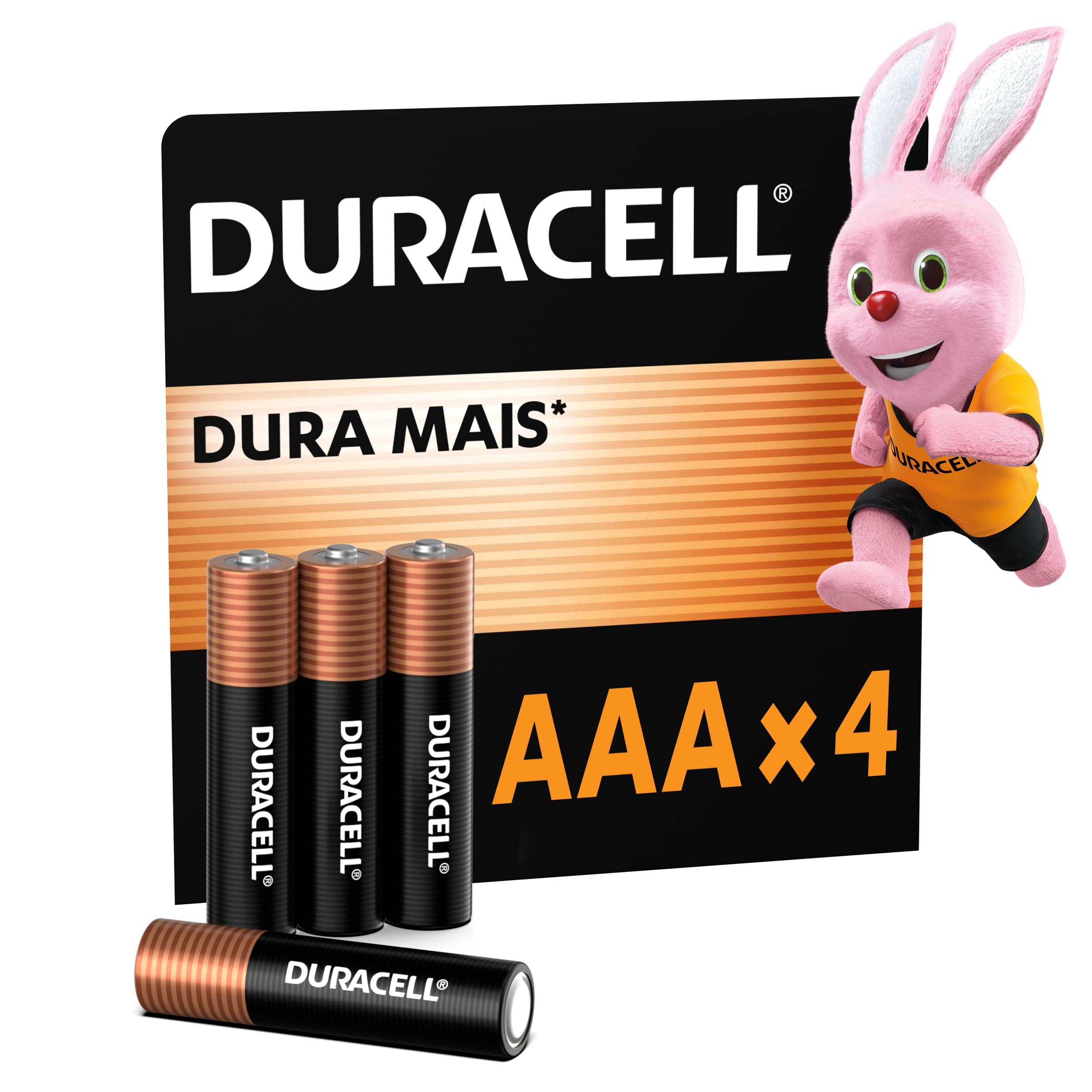 Duracell Pilhas Alcalinas AAA Palito Pack 4 Unidades