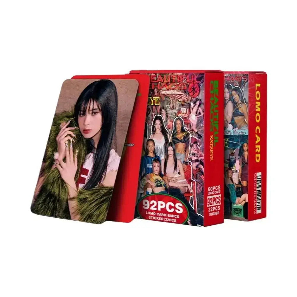 Conjunto De Cartões Lomo Kpop KATSEYE Beautiful Chaos Com 92 Peças, Impressão HD, Photocards