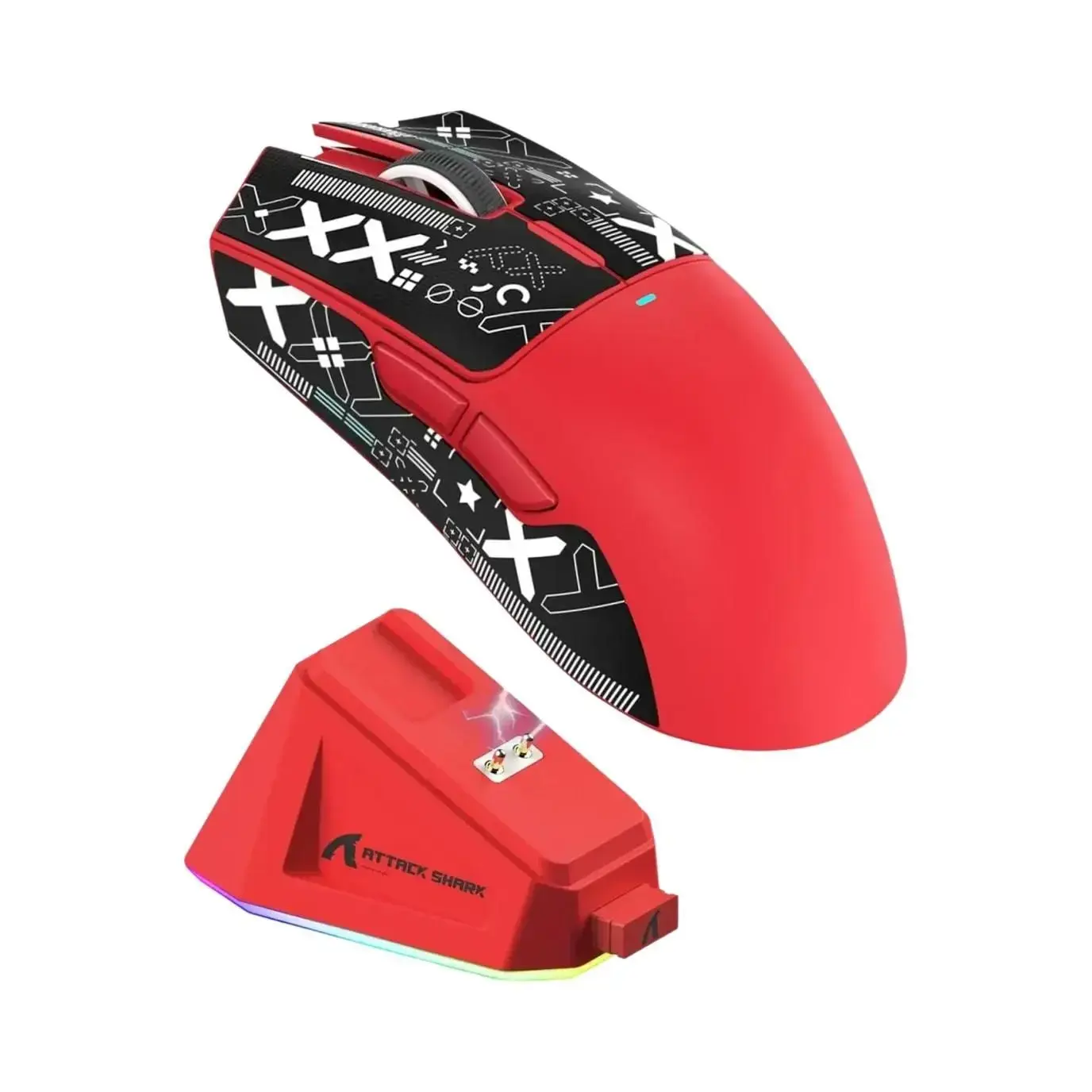 Mouse Gamer Sem Fio Attack Shark X11 PixArt PAW3311 Com Três Modos BT 2.4G E Base De Carregamento - AULA