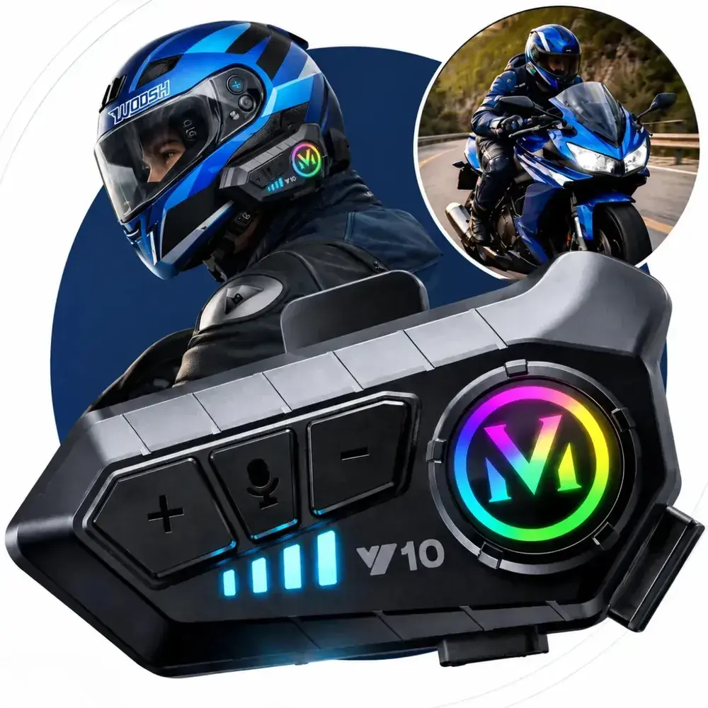 Fone de Ouvido para Capacete Intercomunicador Bluetooth Headset RGB - Woosh