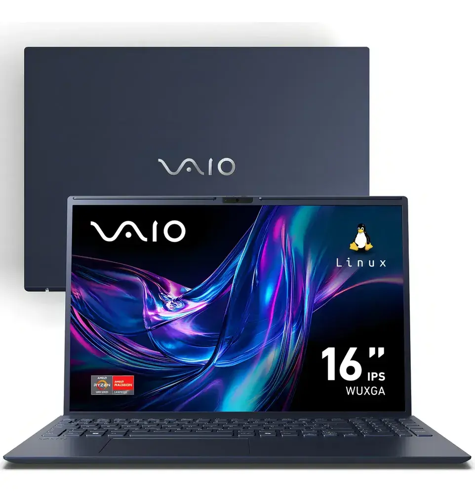 Notebook Vaio Fe16 Amd Ryzen 7 5825u Linux 8gb RAM 512gb Ssd Wi-Fi 6 Tela 16 Ips Wuxga Antirreflexo Cinza Grafite