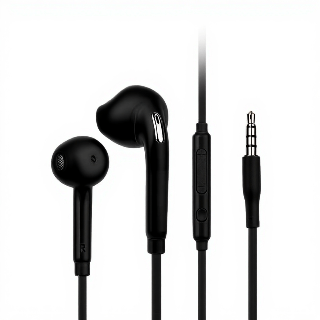 Fones de ouvido estéreo intra-auriculares H'maston S6 com graves, conector de 3,5 mm, preto, HIFI com fio, microfone, cabo de 1,2 m, P2