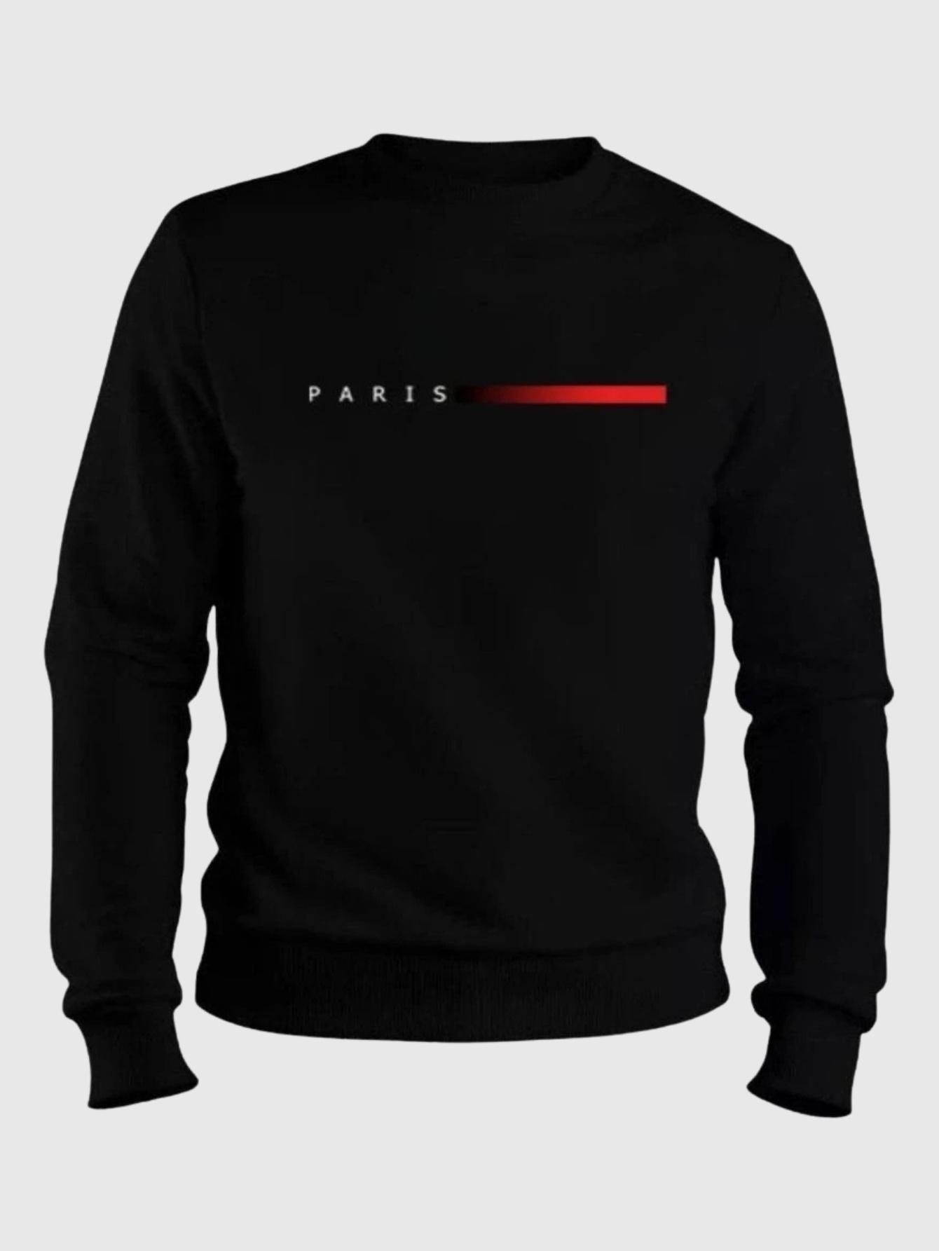 Suéter de Flanela Paris para Homem para Clima Frio com Gola Redonda e Forro de Flanela Quente