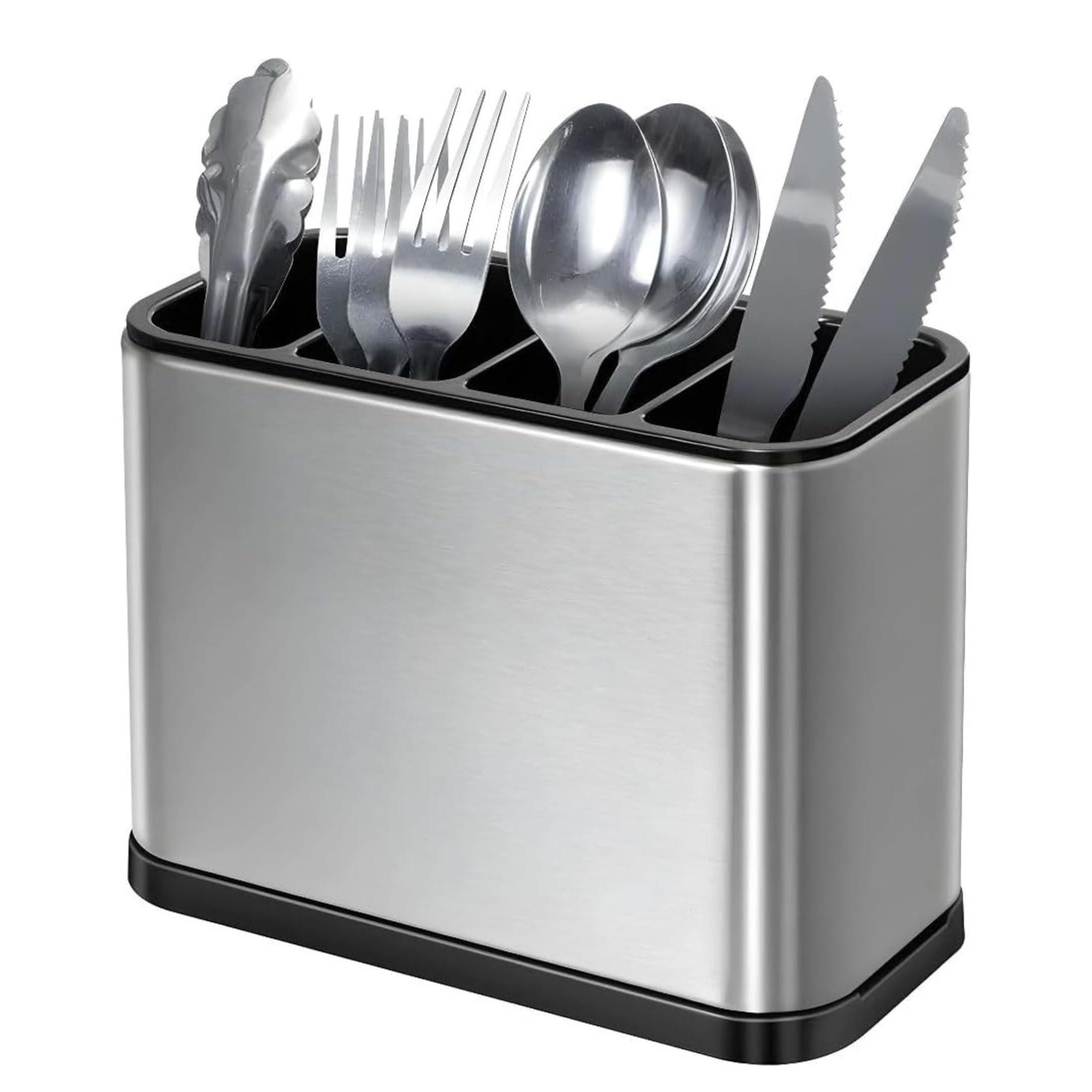 Escorredor de Talheres em Aço Inoxidável, Organizador de Utensílios de Cozinha, Suporte para Talheres, AVIBES